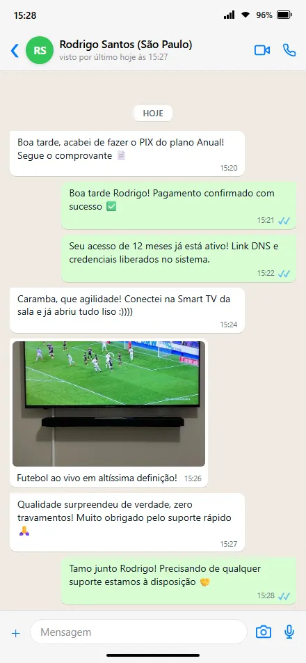 Envio de dados de acesso e lista M3U pelo WhatsApp