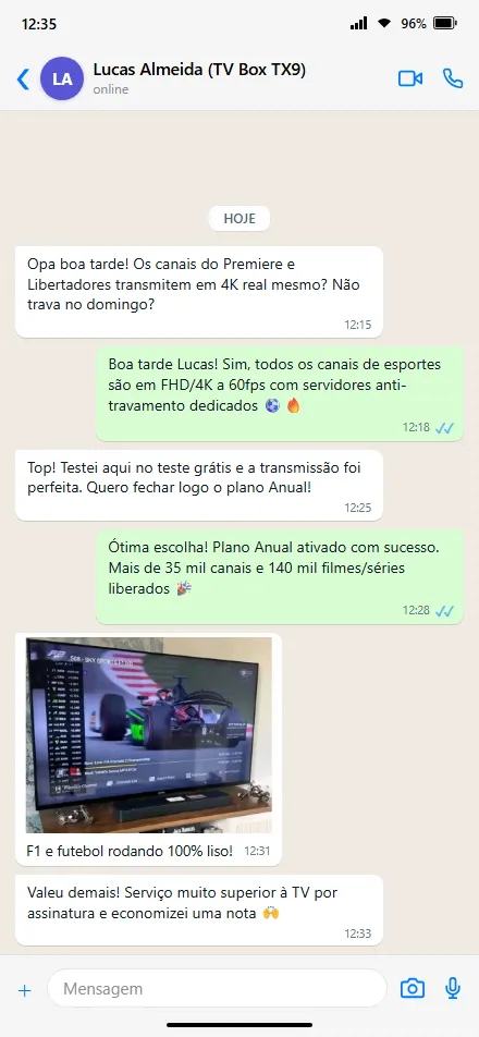 Confirmação de ativação imediata após envio de comprovante